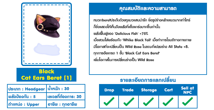 Black Cat Ears Beret 1