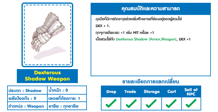 Dexterous Shadow Weapon