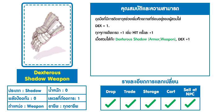 Dexterous Shadow Weapon